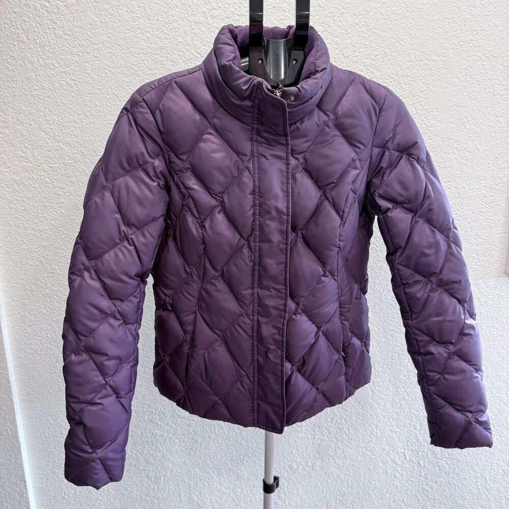 Eddie Bauer Women's Goose Down Diamond Puffer Winter Coat Waist Length Size M